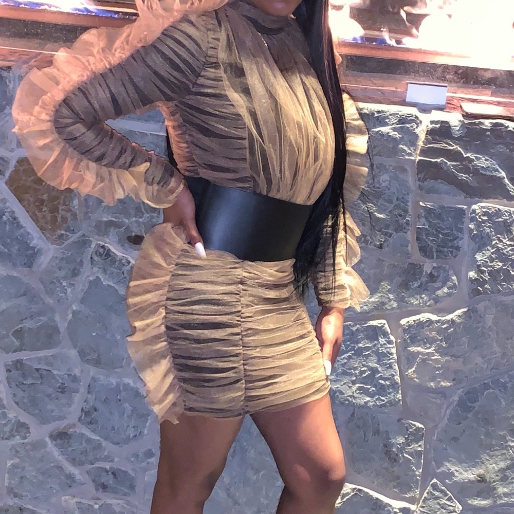 Mesh ruffled dress